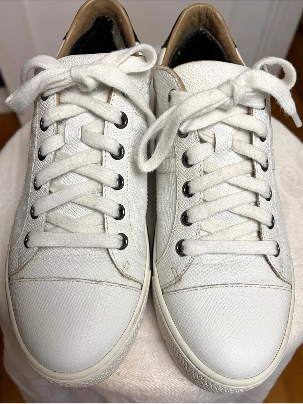 Hermes Voltage Leather Platform H sneakers, wht/blk, H embossed sole, 36(larger)